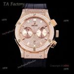 Swiss Replica Hublot Big Bang Chronograph 45mm Rose Gold Diamond Watch For Men 